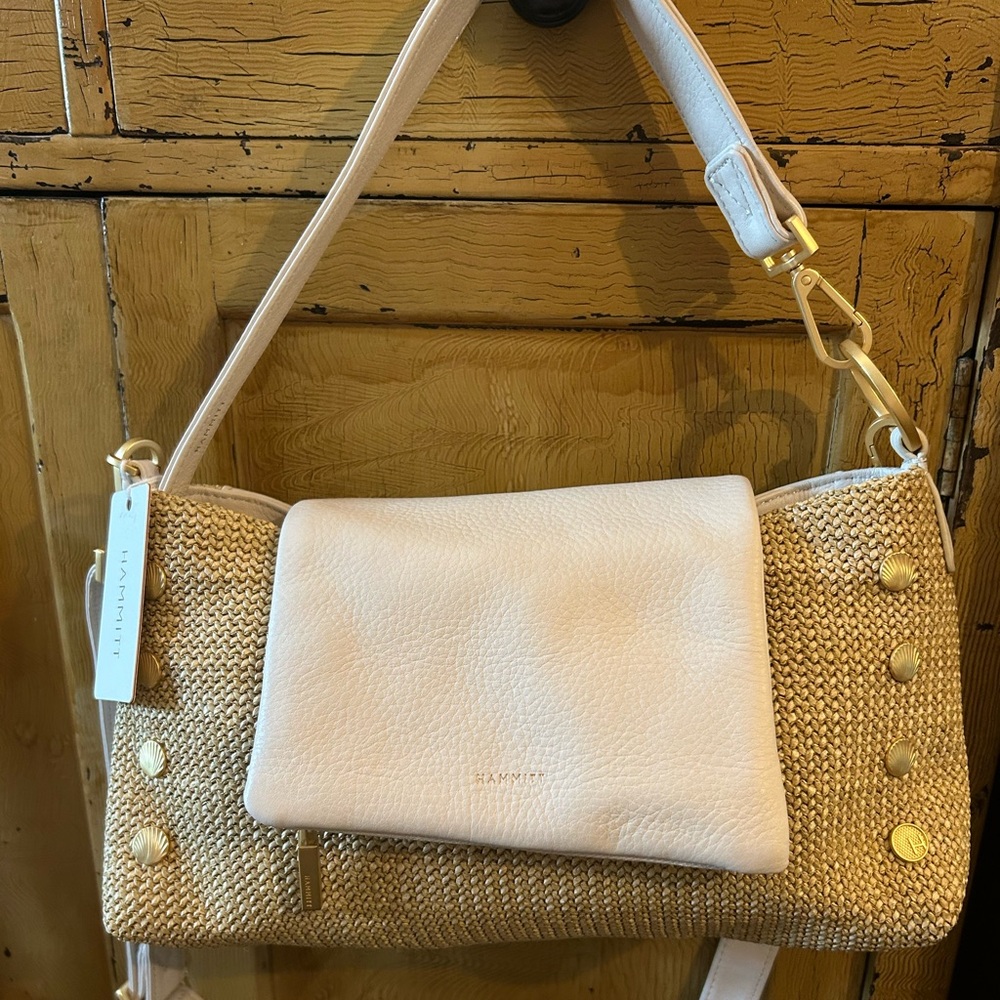 Hammitt Limited edition shell white VIP raffia satchel NWT